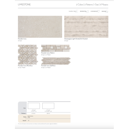 LIMESTONE PRESIDIO IVORY 12X24